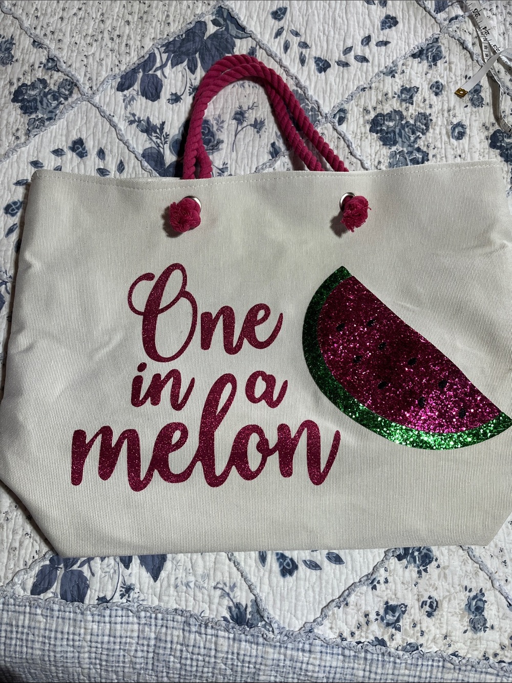 Sparkling Pink & Green Watermelon Tote Bag - One in a Melon Never used